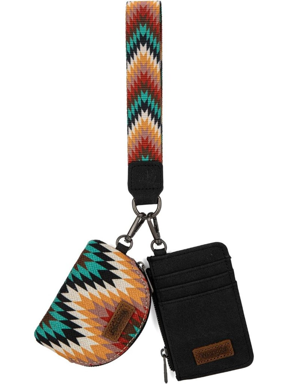 Wrangler Aztec Keychain Wristlet Wallets For Women Western Dual Pouch Wristlet C